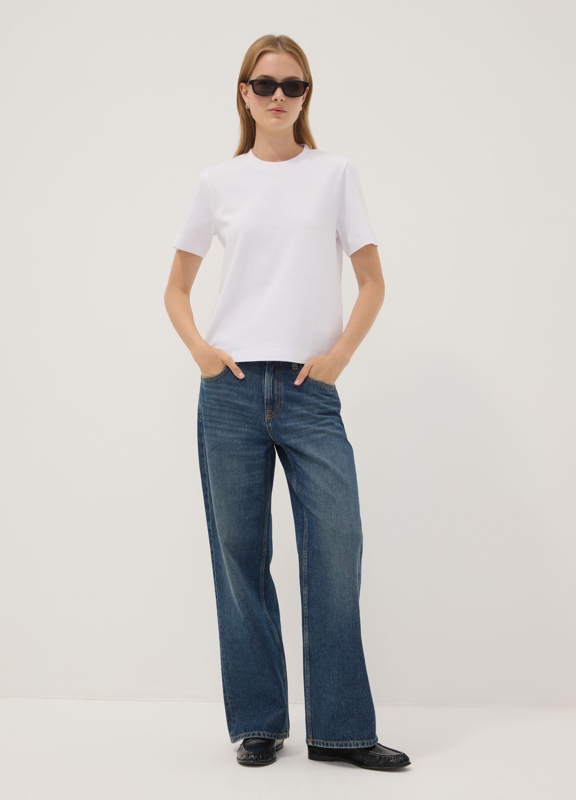 White relaxed-fit pure cotton short-sleeve T-shirt