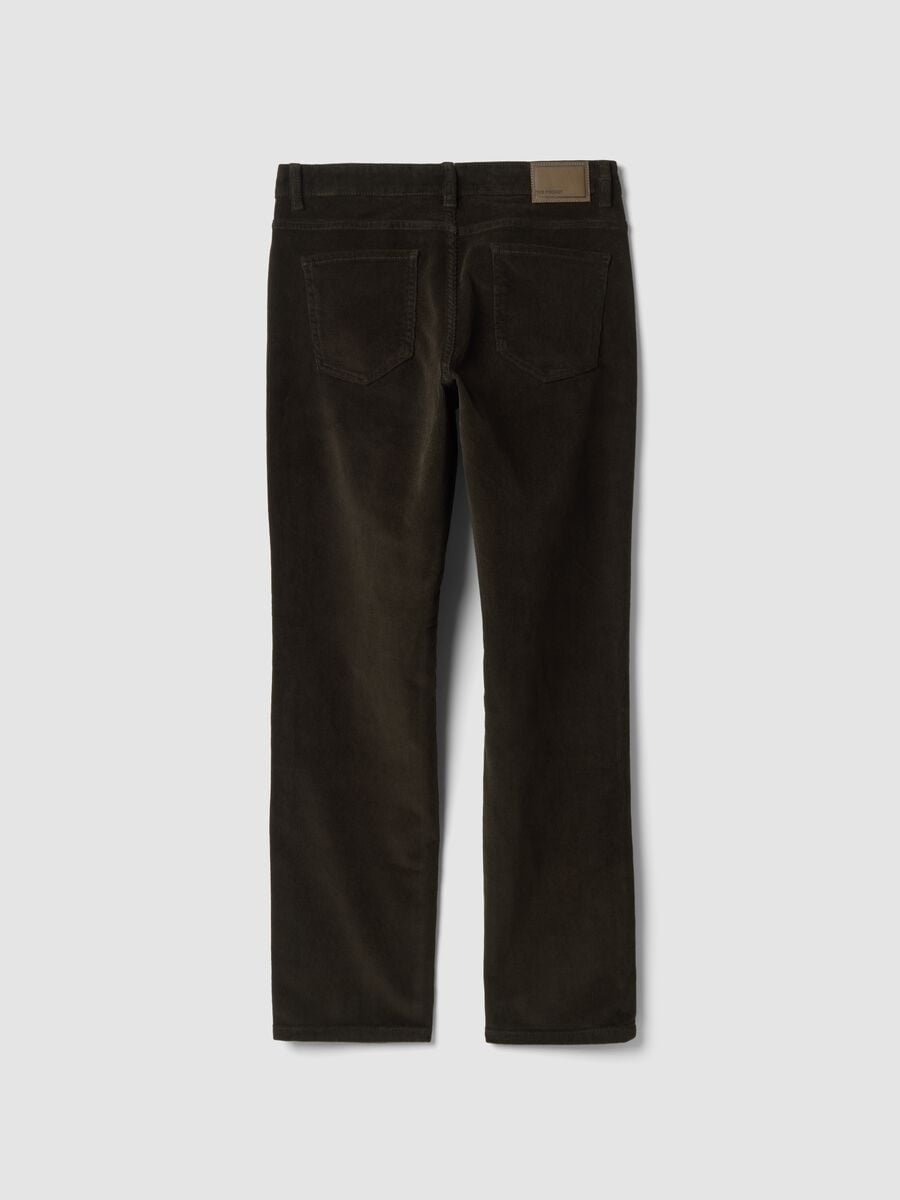 Pantaloni verdi in cotone elasticizzato a coste regular fit_2