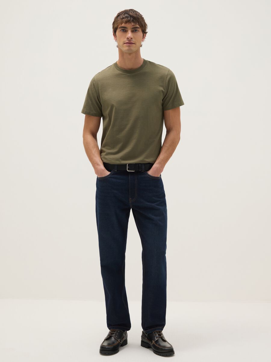 Regular fit green pure cotton t-shirt_1