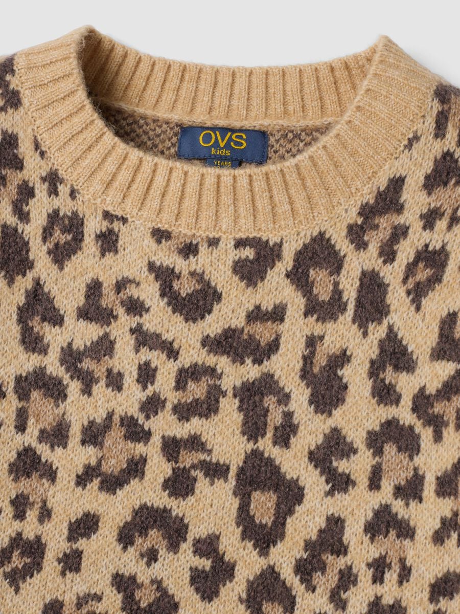 Beige crew-neck jumper in stretch wool_2