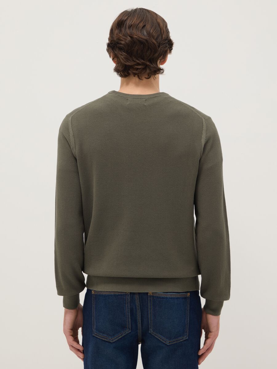 Green Crew Neck Sweater in Pure Cotton Regular Fit_2