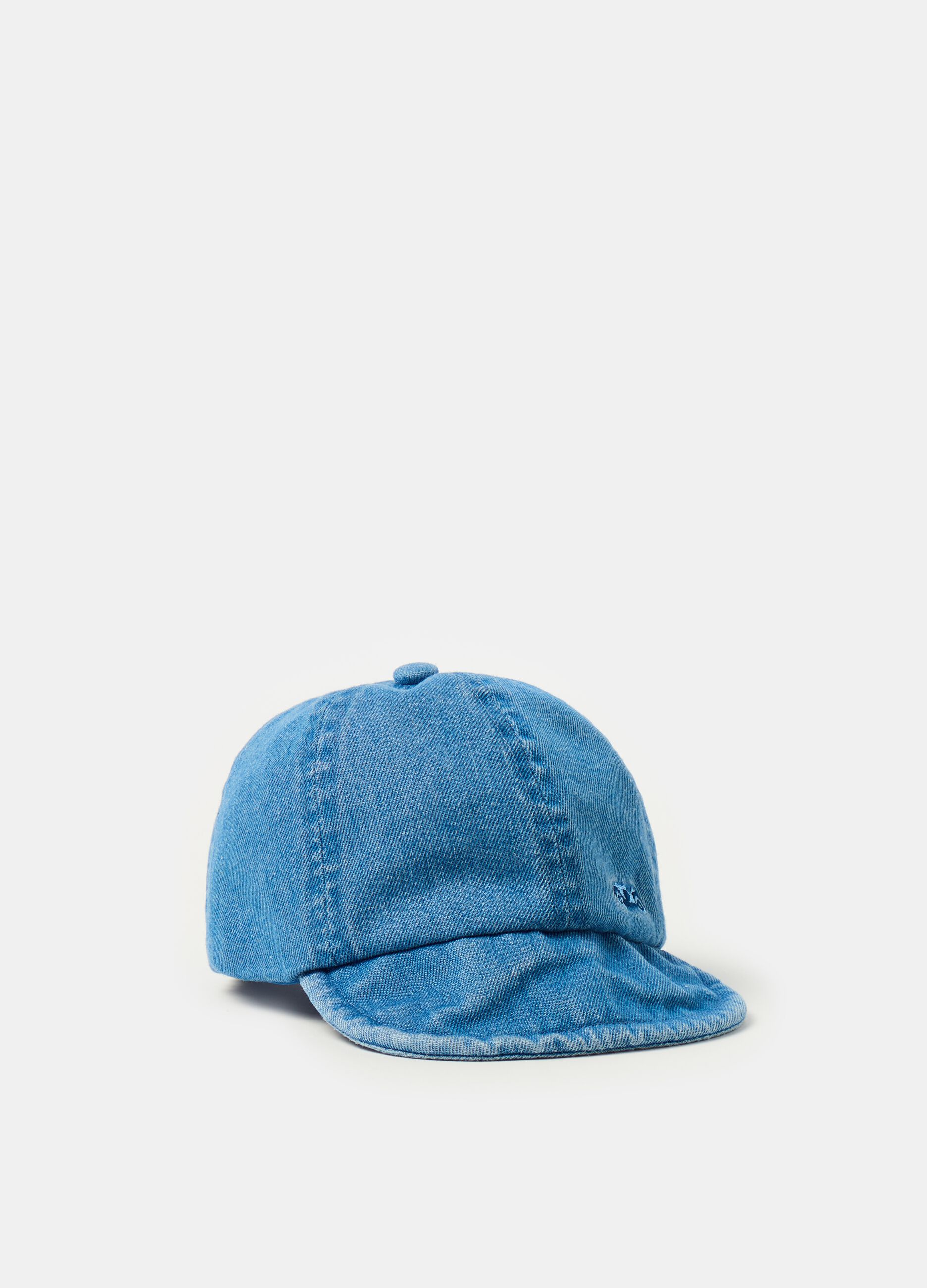 Denim baseball cap with embroidery