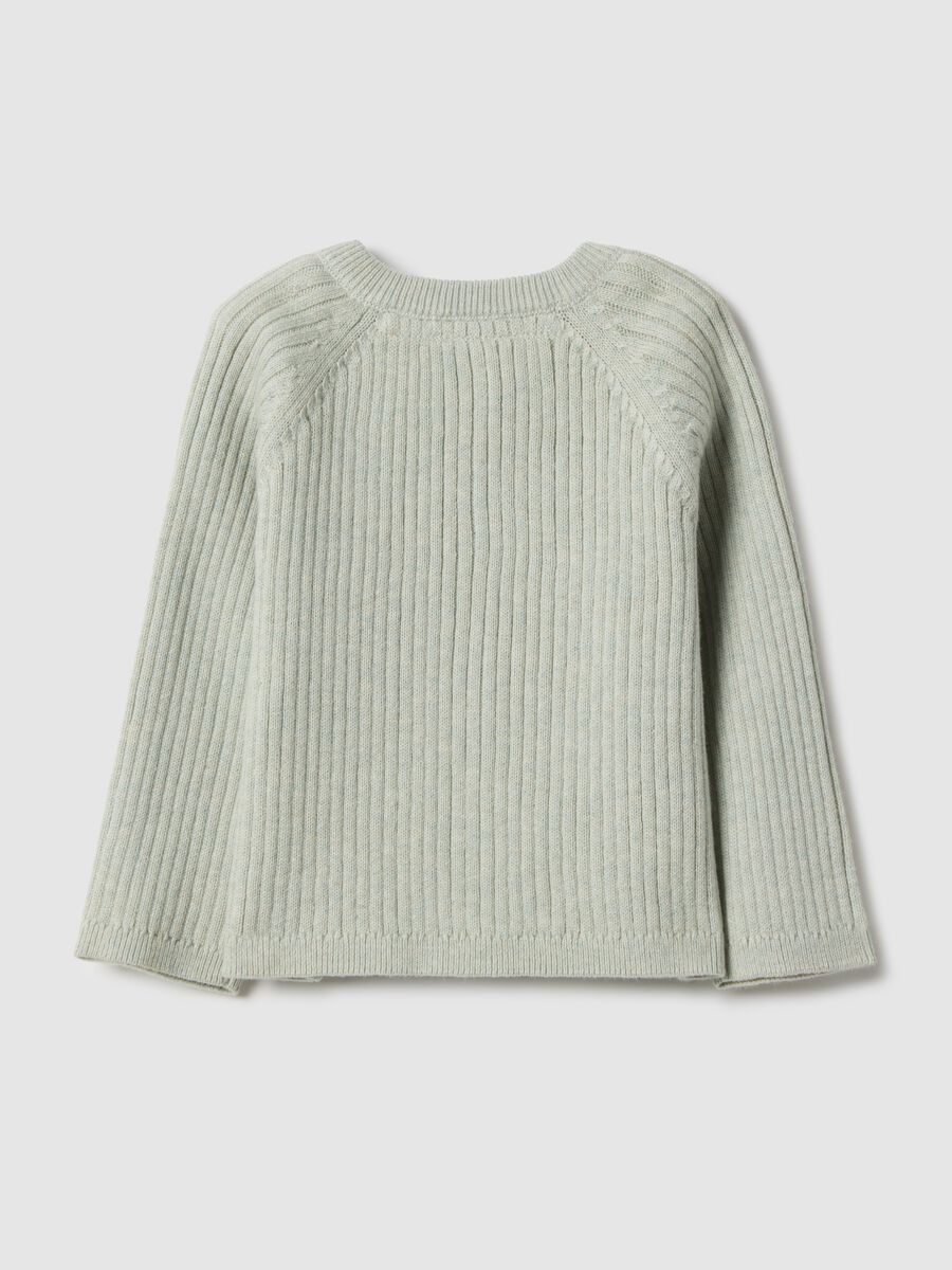 Green pure cotton ribbed baby cardigan regular fit with buttons_1