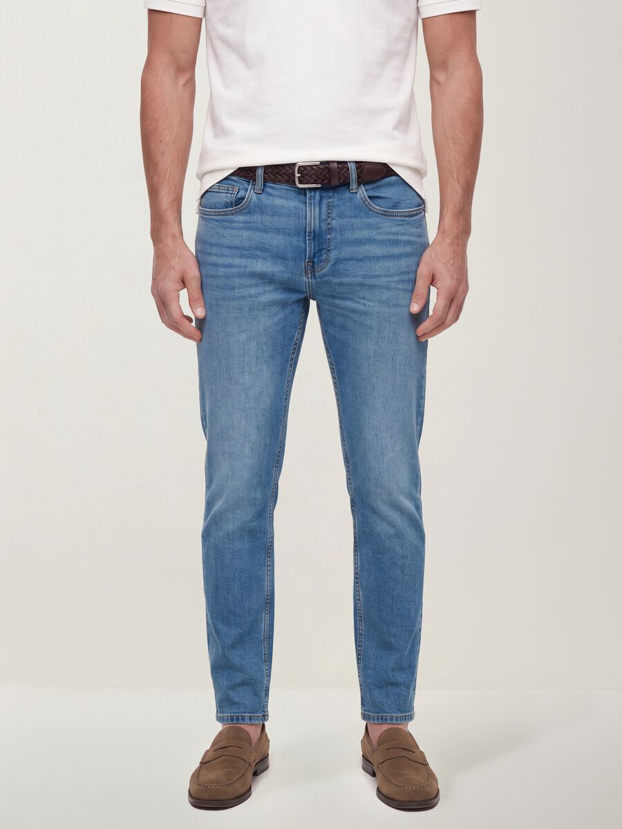 Blaue Slim-Fit-Jeans aus Stretch-Baumwolle_1