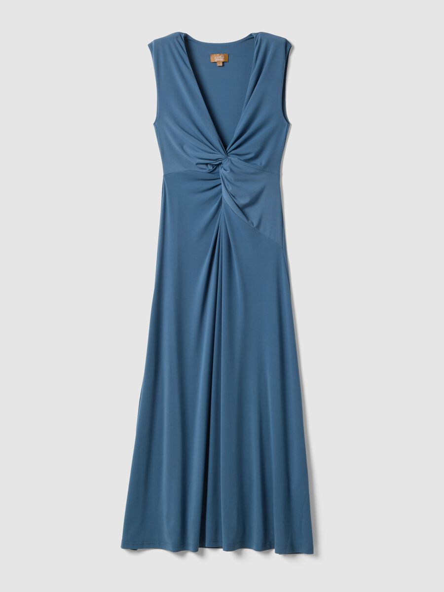 Blue maternity dress in stretch fabric_4