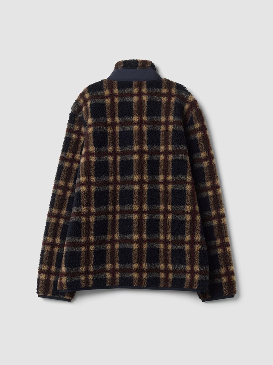Blue and red checked sherpa-collar sweatshirt, regular fit_2
