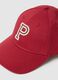 Red pure cotton cap with adjustable visor and embroidered P_2