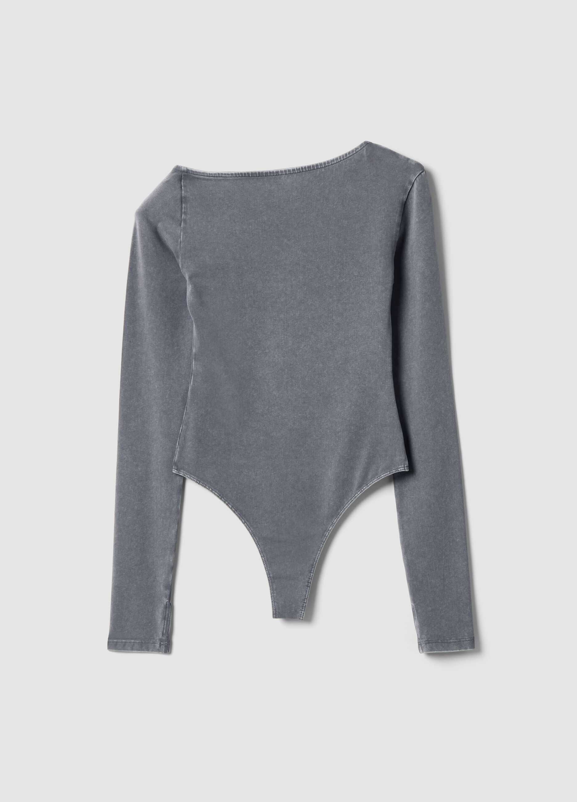 Asymmetrical Bodysuit Washed Grey