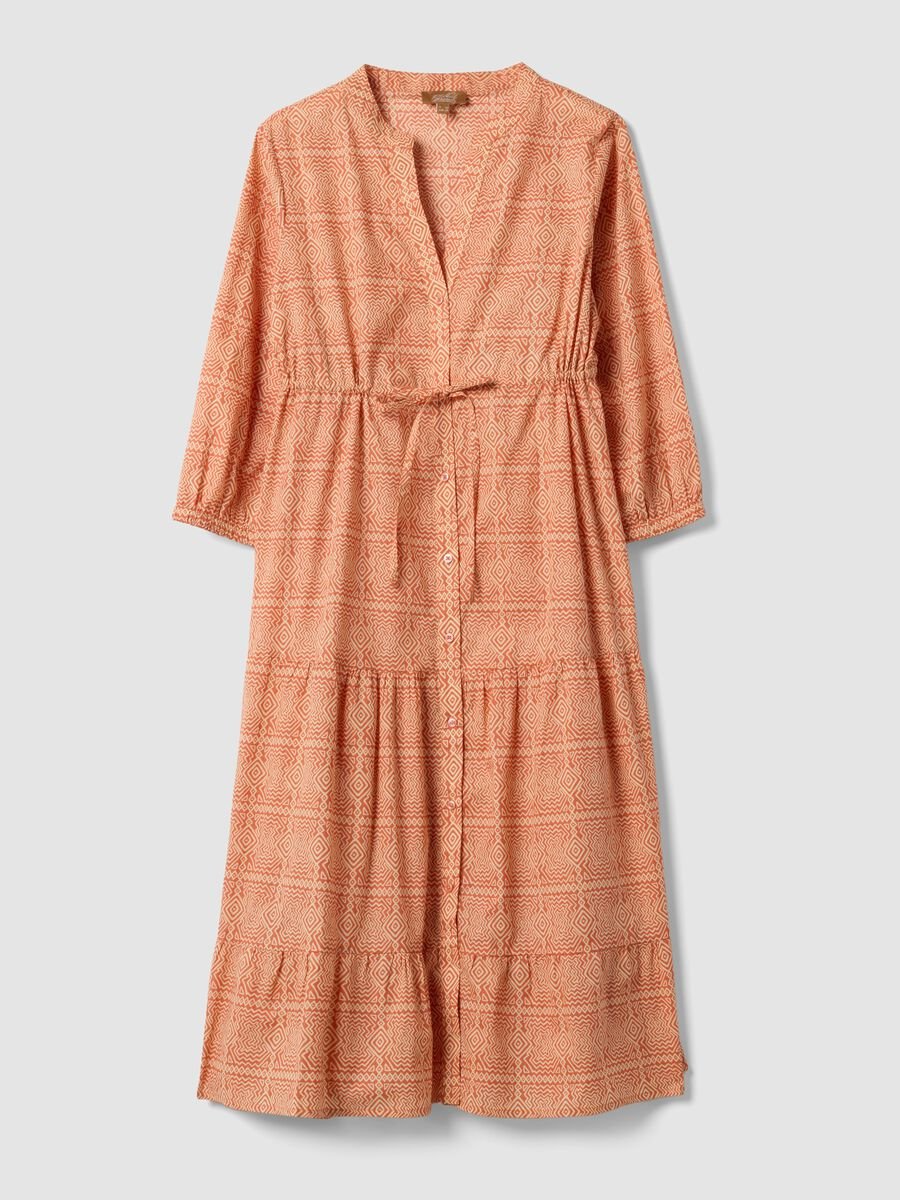 Orange maternity dress in pure cotton with geometric print_4