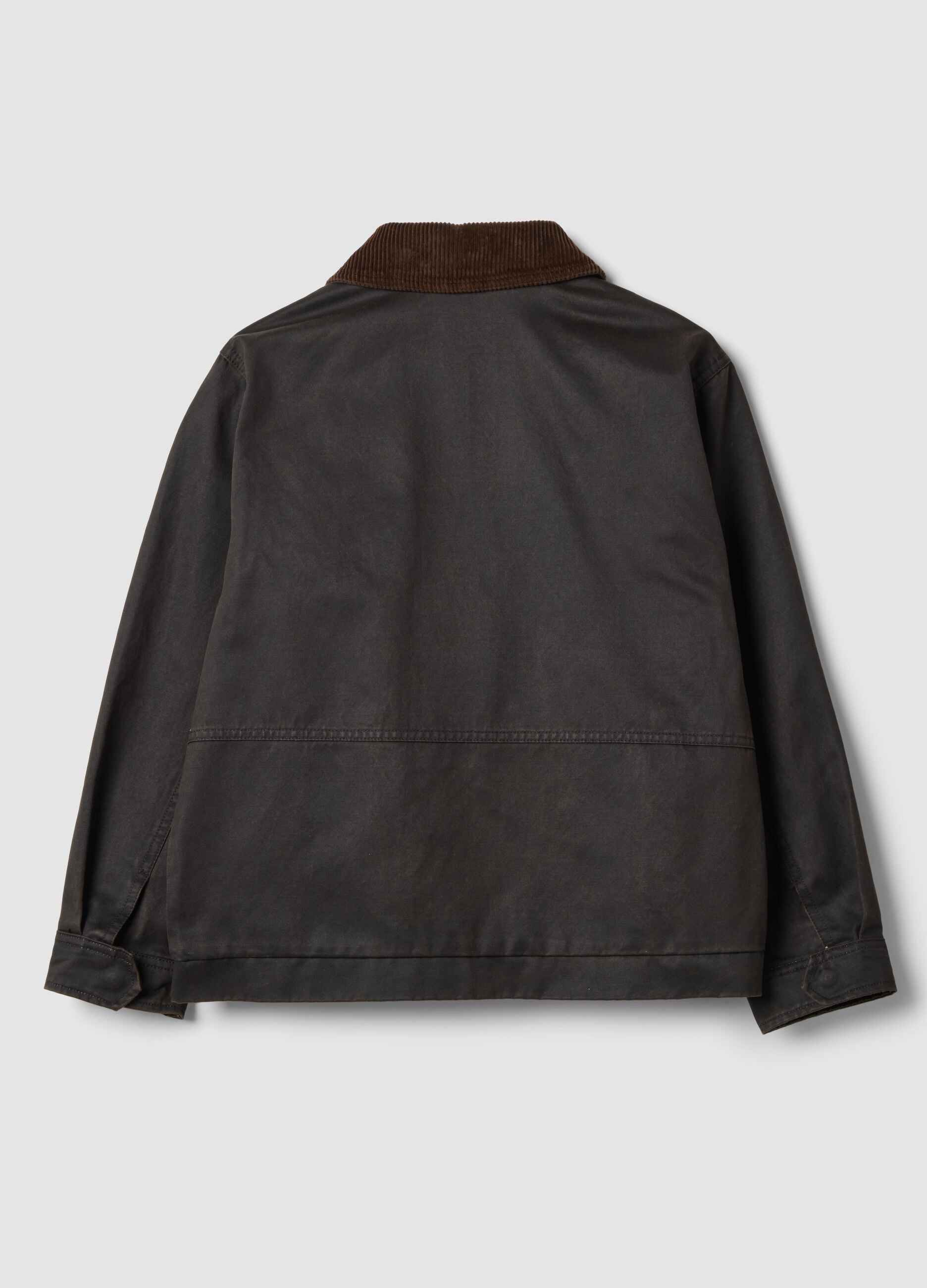 Black cotton-blend jacket with velvet collar for boys