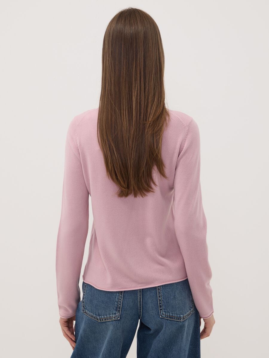 Pink fitted long-sleeve crew-neck top_3
