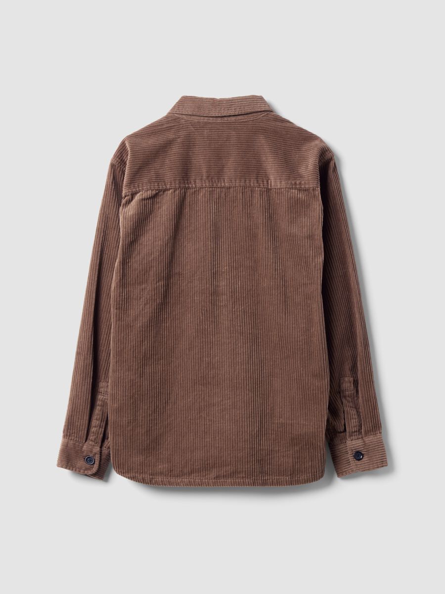 Brown pure cotton ribbed over-fit shacket_7
