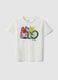 White pure cotton regular fit t-shirt for boys with print_0