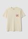 Beiges T-Shirt aus reinem Baumwolljersey mit Schriftzug, Regular Fit_4