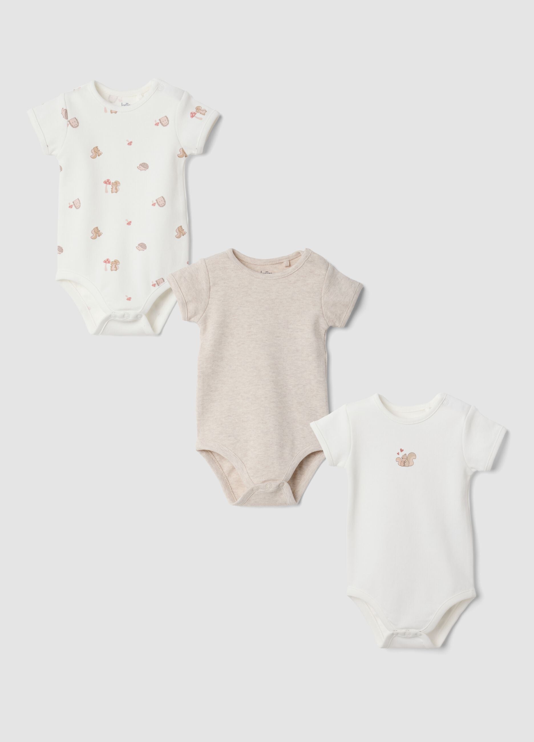 3-pack organic cotton crew-neck bodysuits for baby girl