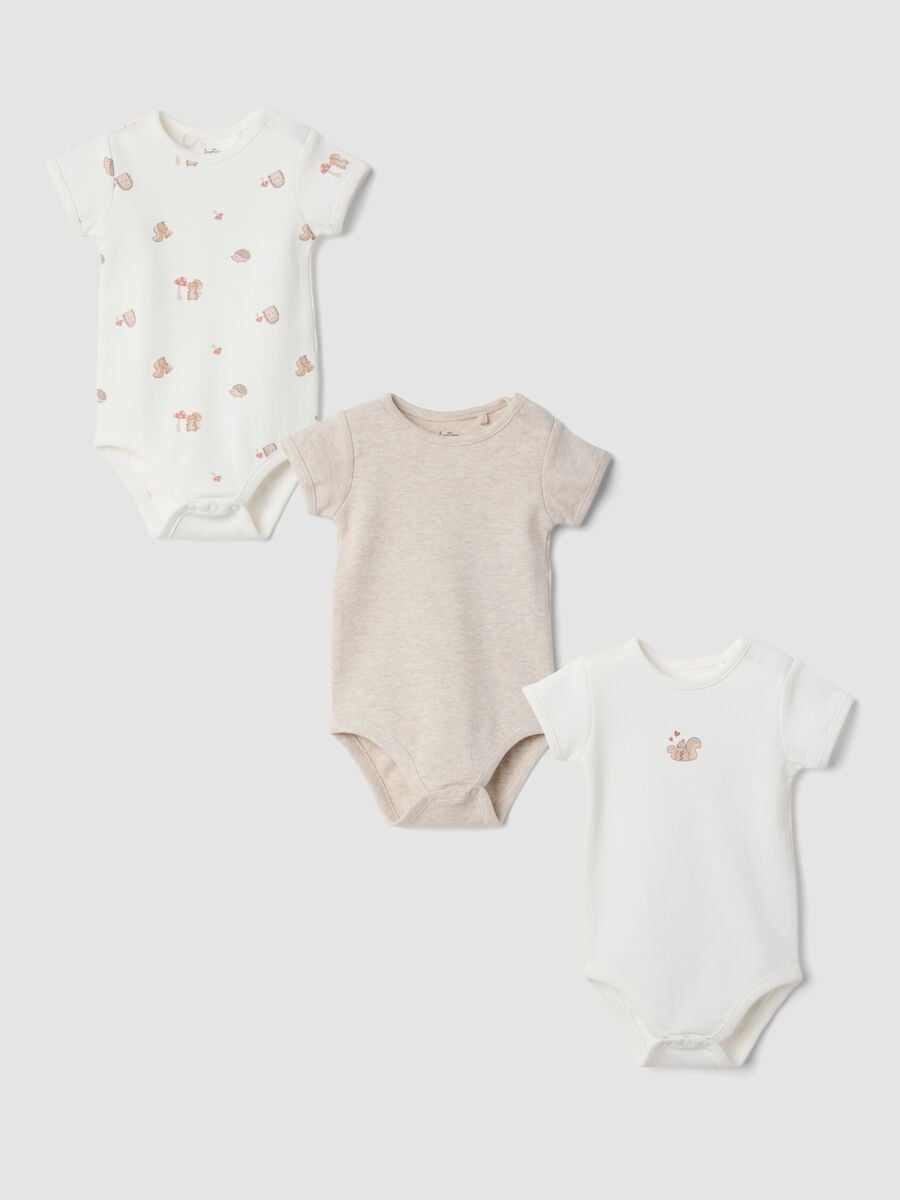 3-pack organic cotton crew-neck bodysuits for baby girl_0