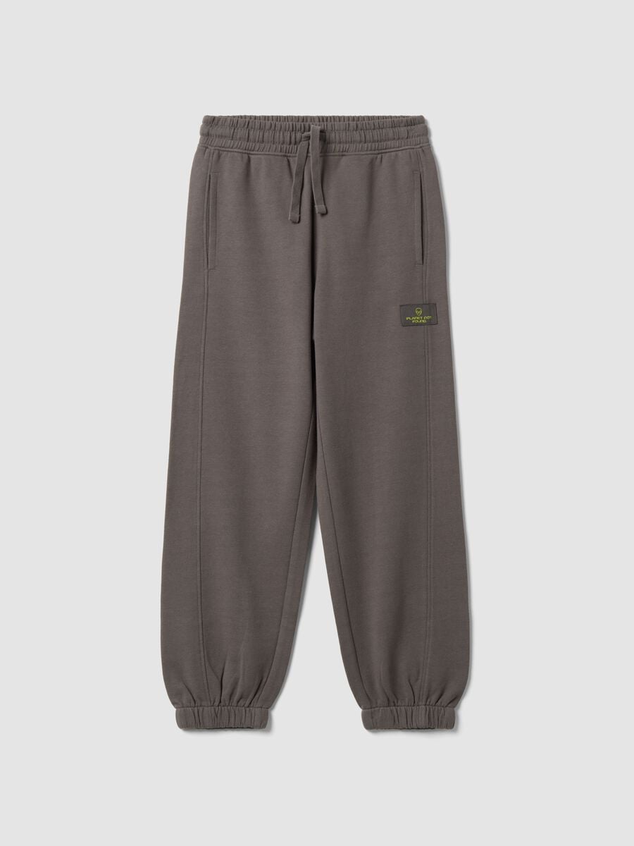 Pantaloni jogger grigi in puro cotone over fit per ragazzo_0