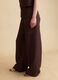 Brown linen-viscose blend wide-leg trousers with side zip fastening_3