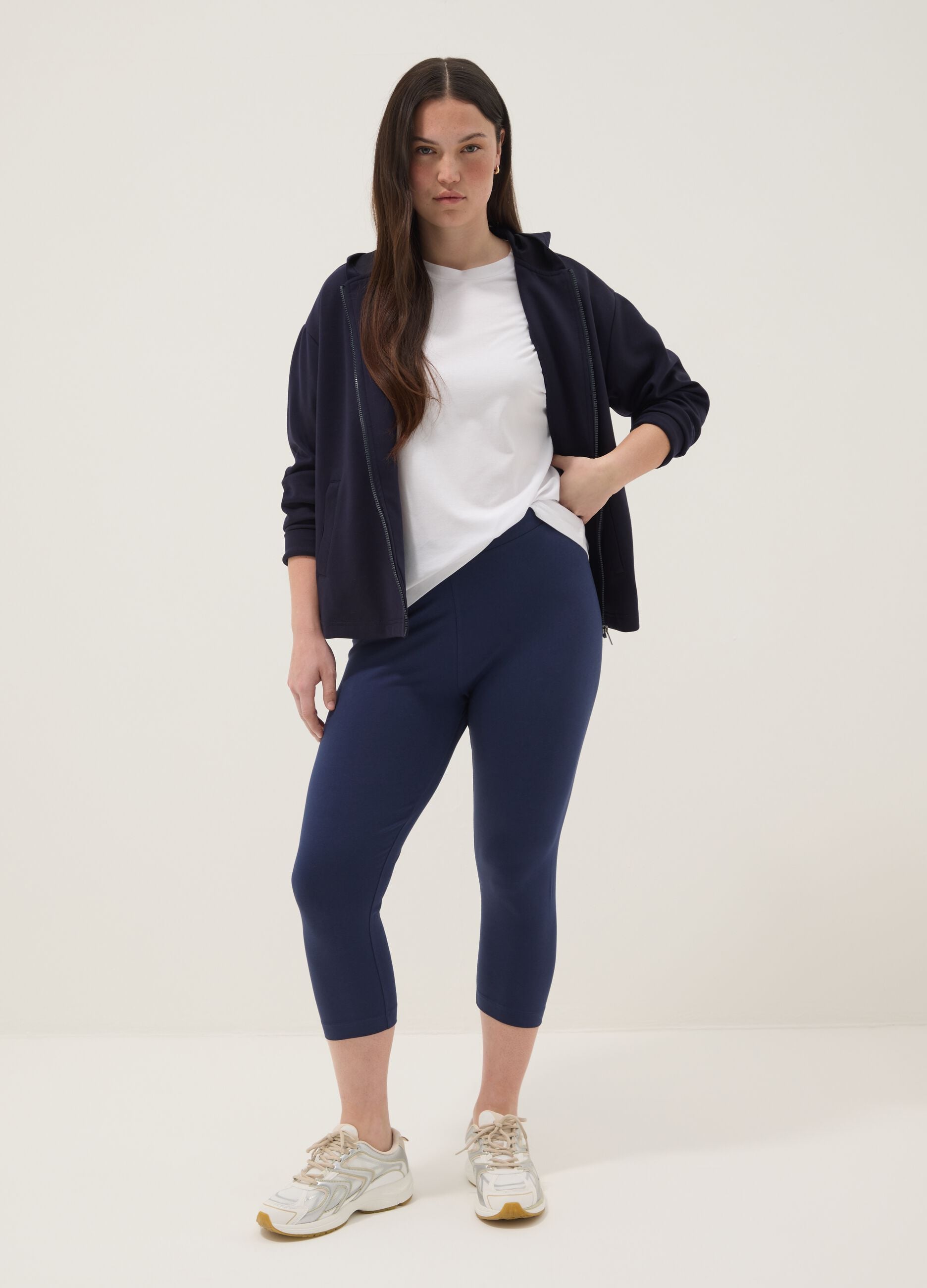 Blue stretch cotton leggings