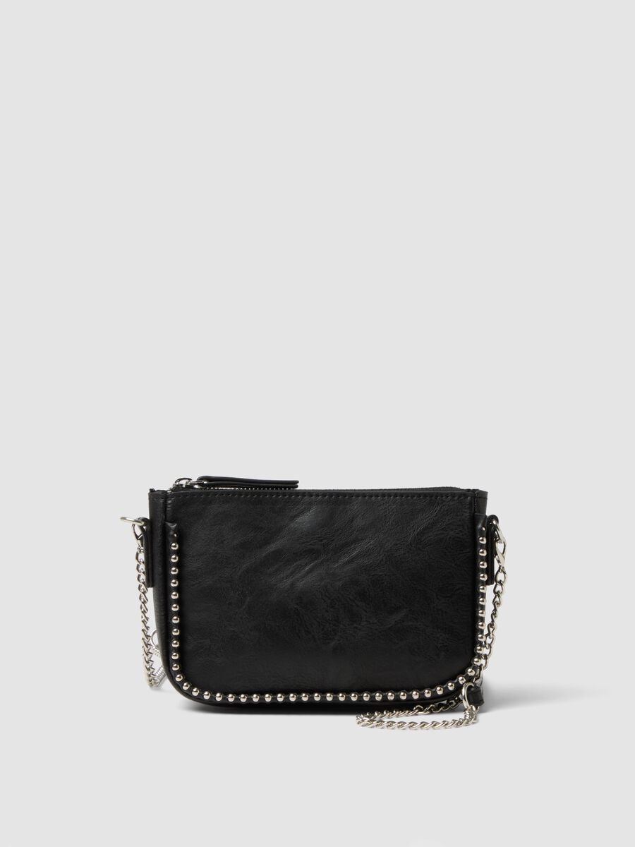 Girls' Black Shoulder Bag with Metallic Details_0