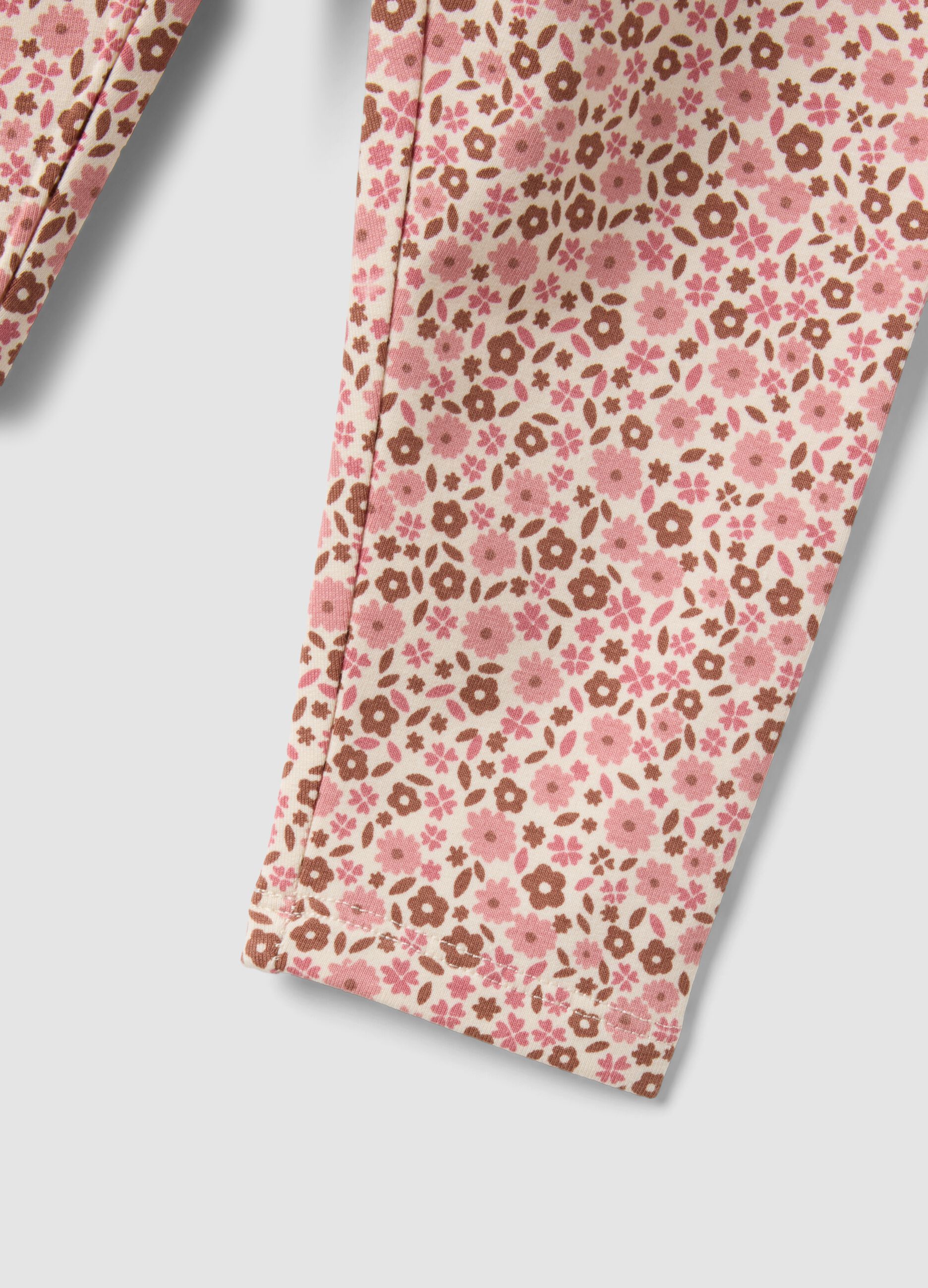 Pink floral stretch cotton leggings