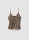 Beige fitted tank top with thin straps in stretch fabric_0