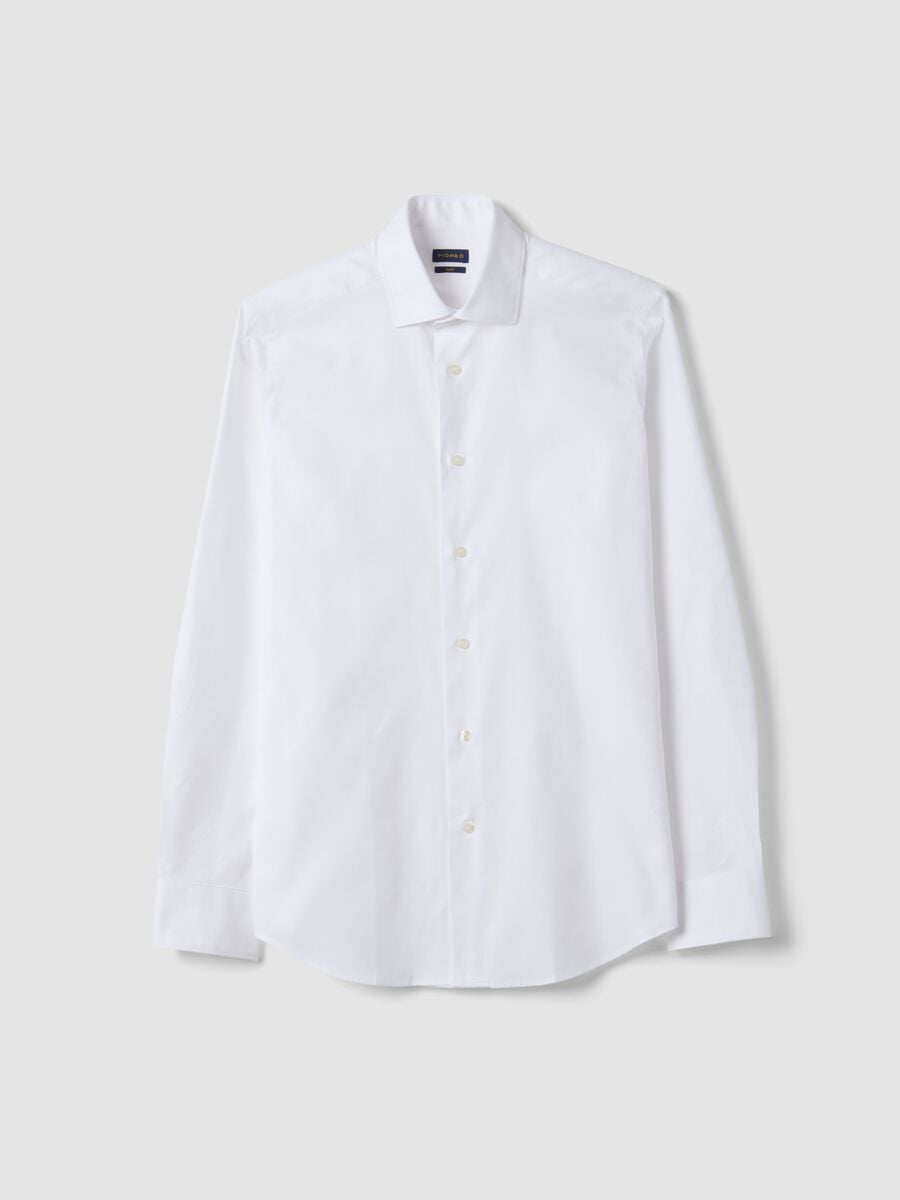 White pure cotton slim-fit shirt_0