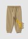 Boys' beige pure cotton trousers regular fit dinosaur style_0