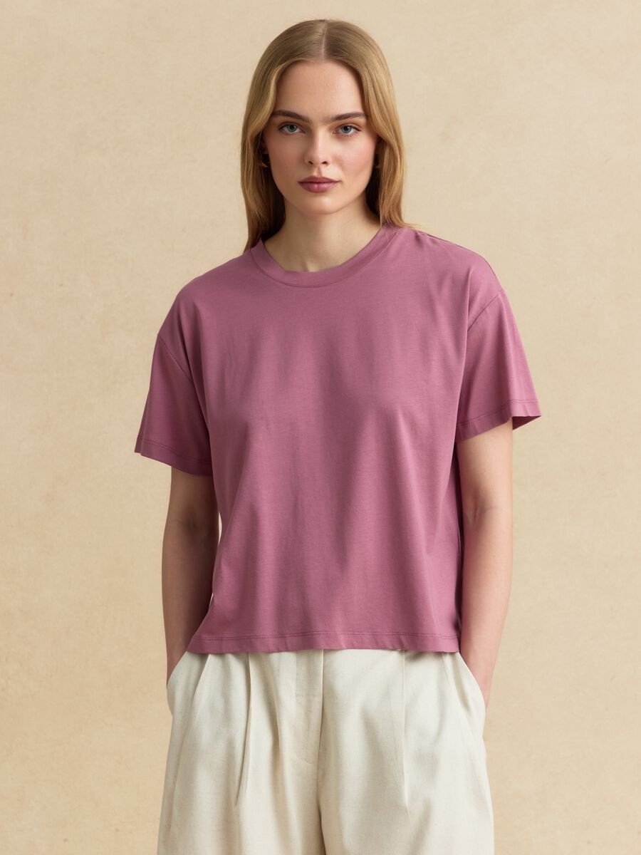 Rosa T-Shirt mit kurzen &Auml;rmeln aus Lyocell-Baumwollmix_1