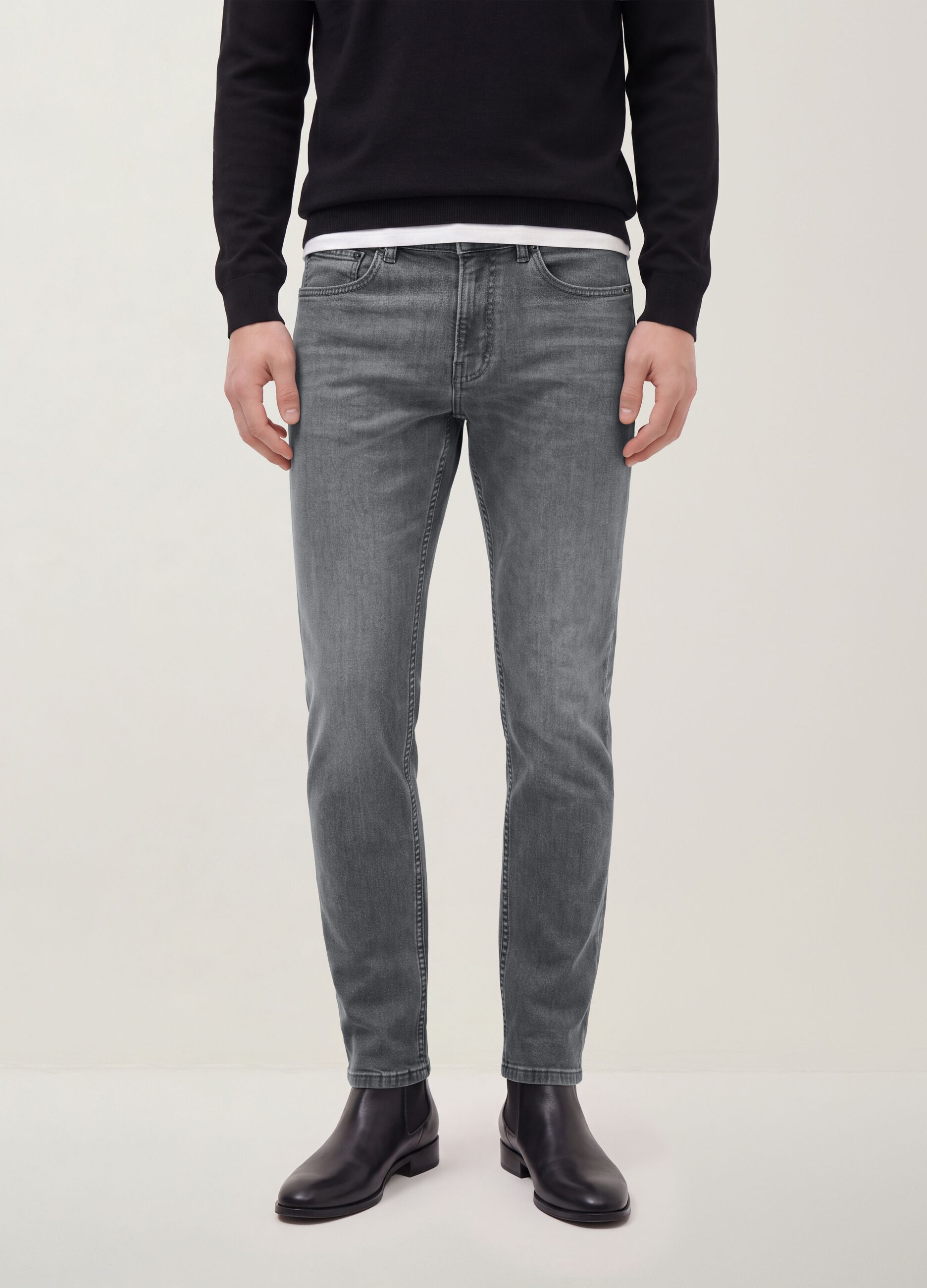 Men&rsquo;s grey denim slim-fit stretch cotton jeans