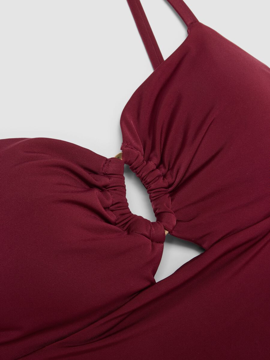 Costume da bagno intero in tessuto elasticizzato rosso con spalline_1