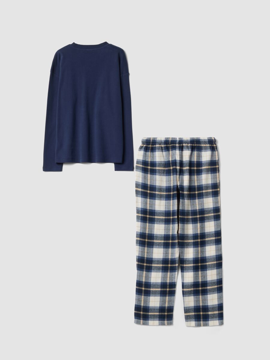 Blue and white checked pyjamas in pure organic cotton_1