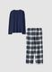 Blue and white checked pyjamas in pure organic cotton_1