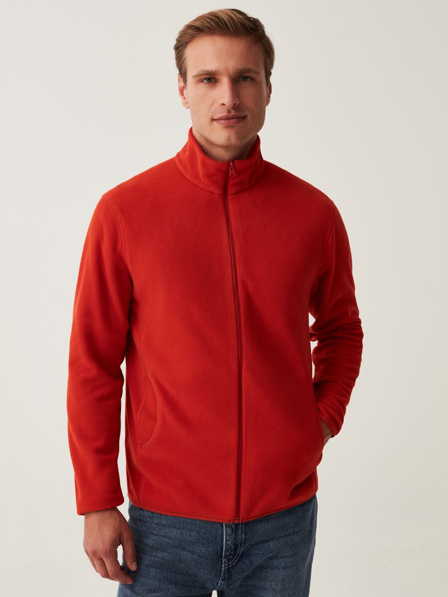 Fleece full-zip sweatshirt with high neck_0