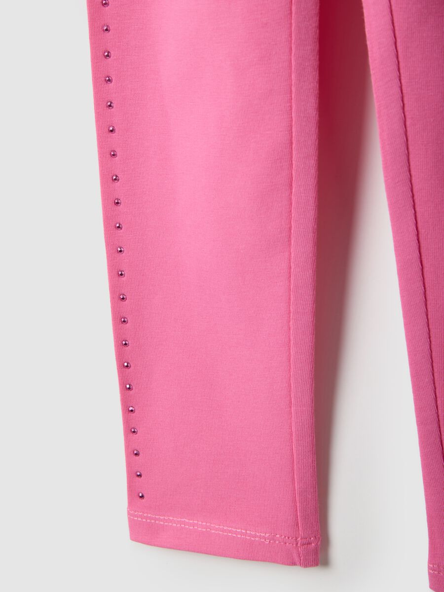 Girls' pink stretch cotton skinny leggings_3