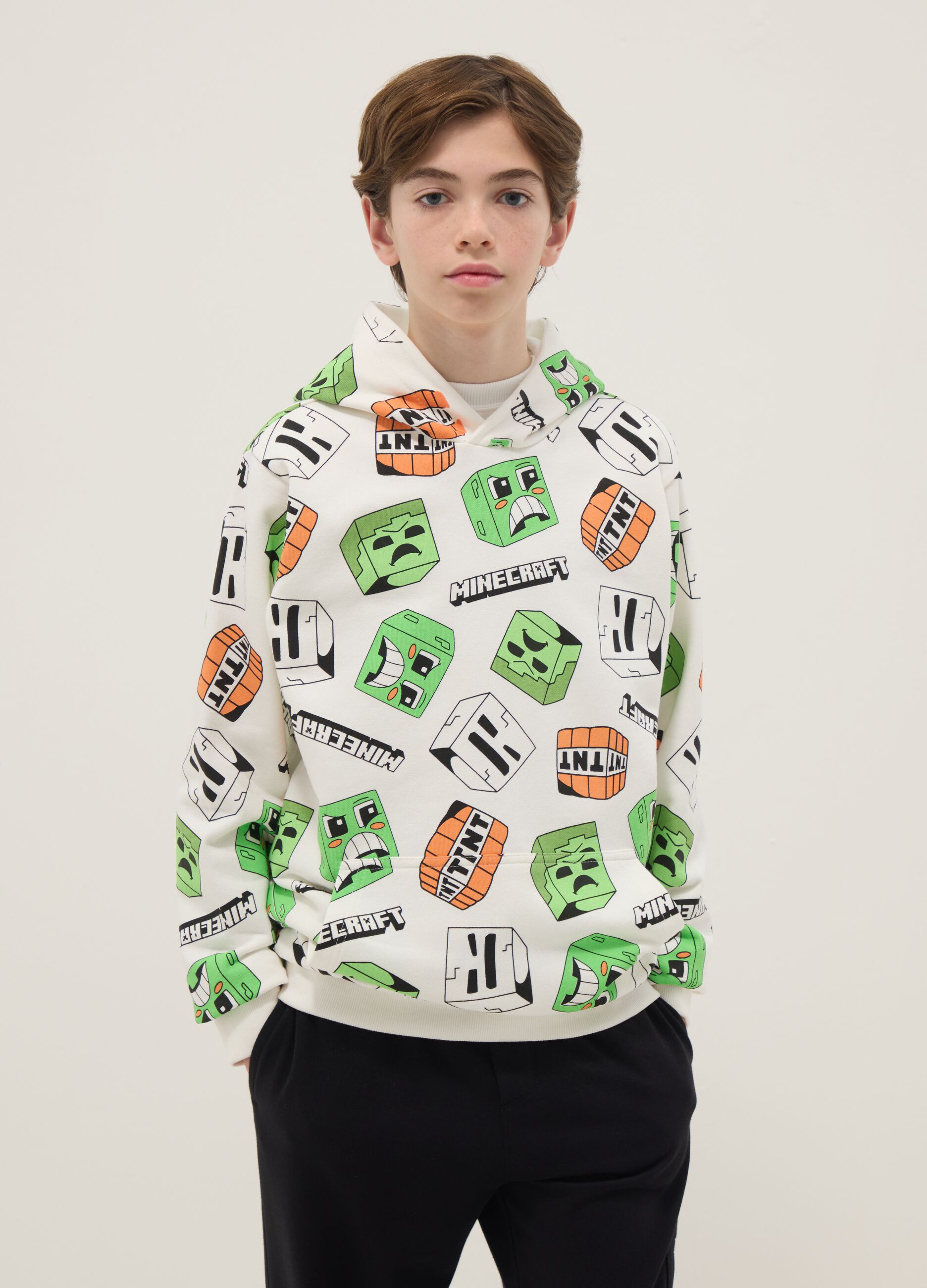 Multicolour cotton blend Minecraft hoodie for boys