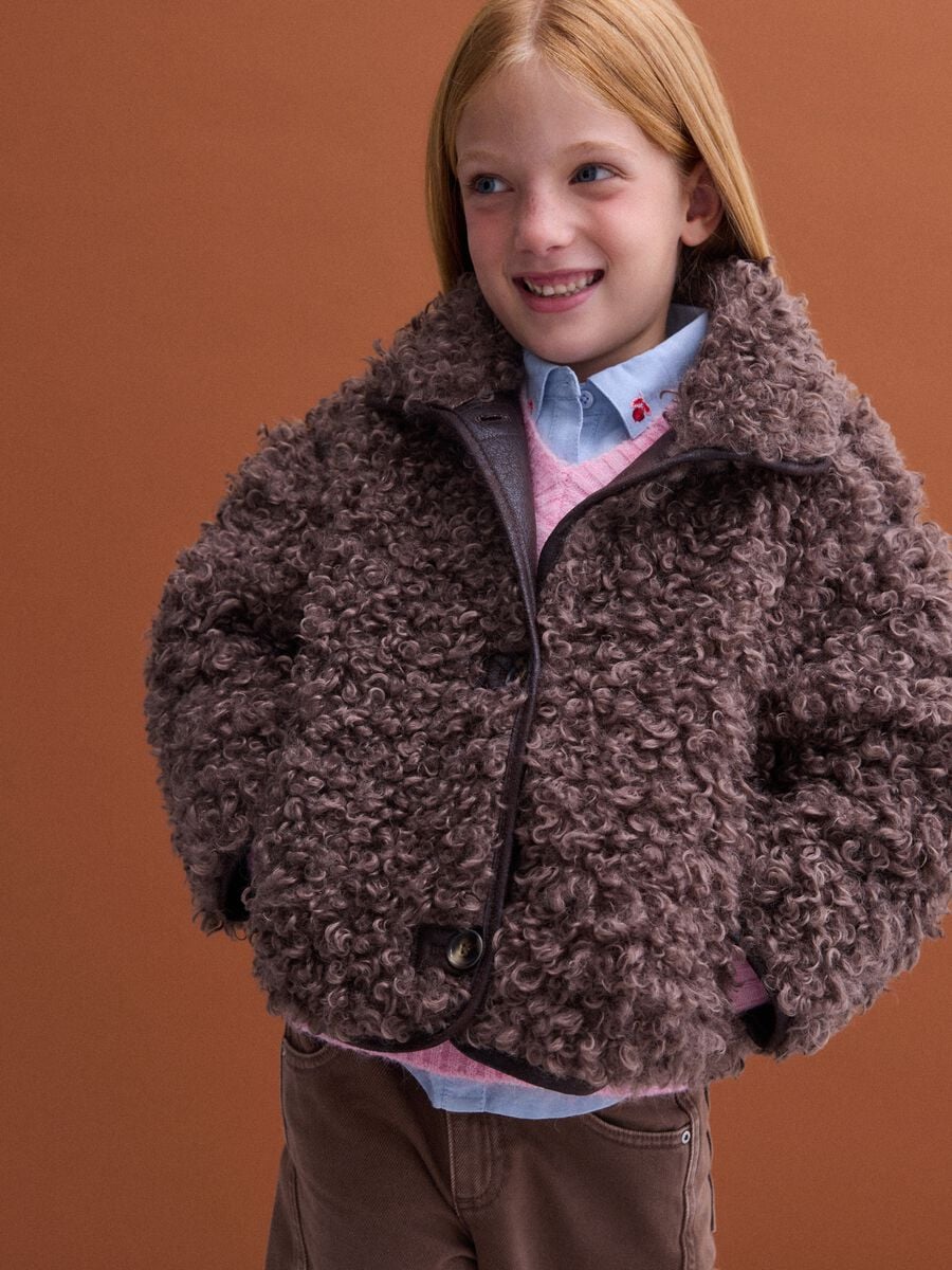 Grey teddy jacket with buttons_1