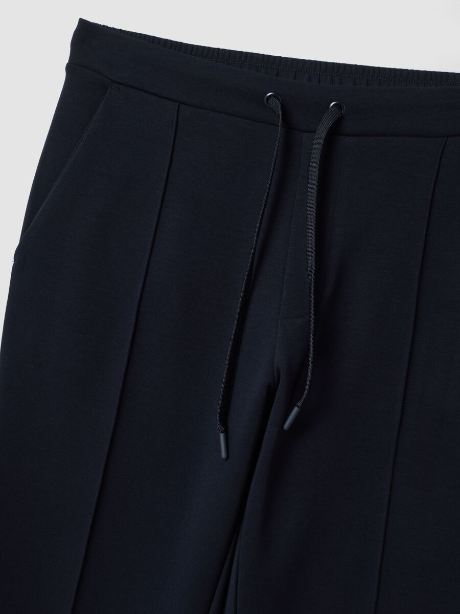 Blue regular-fit stretch cotton trousers_1