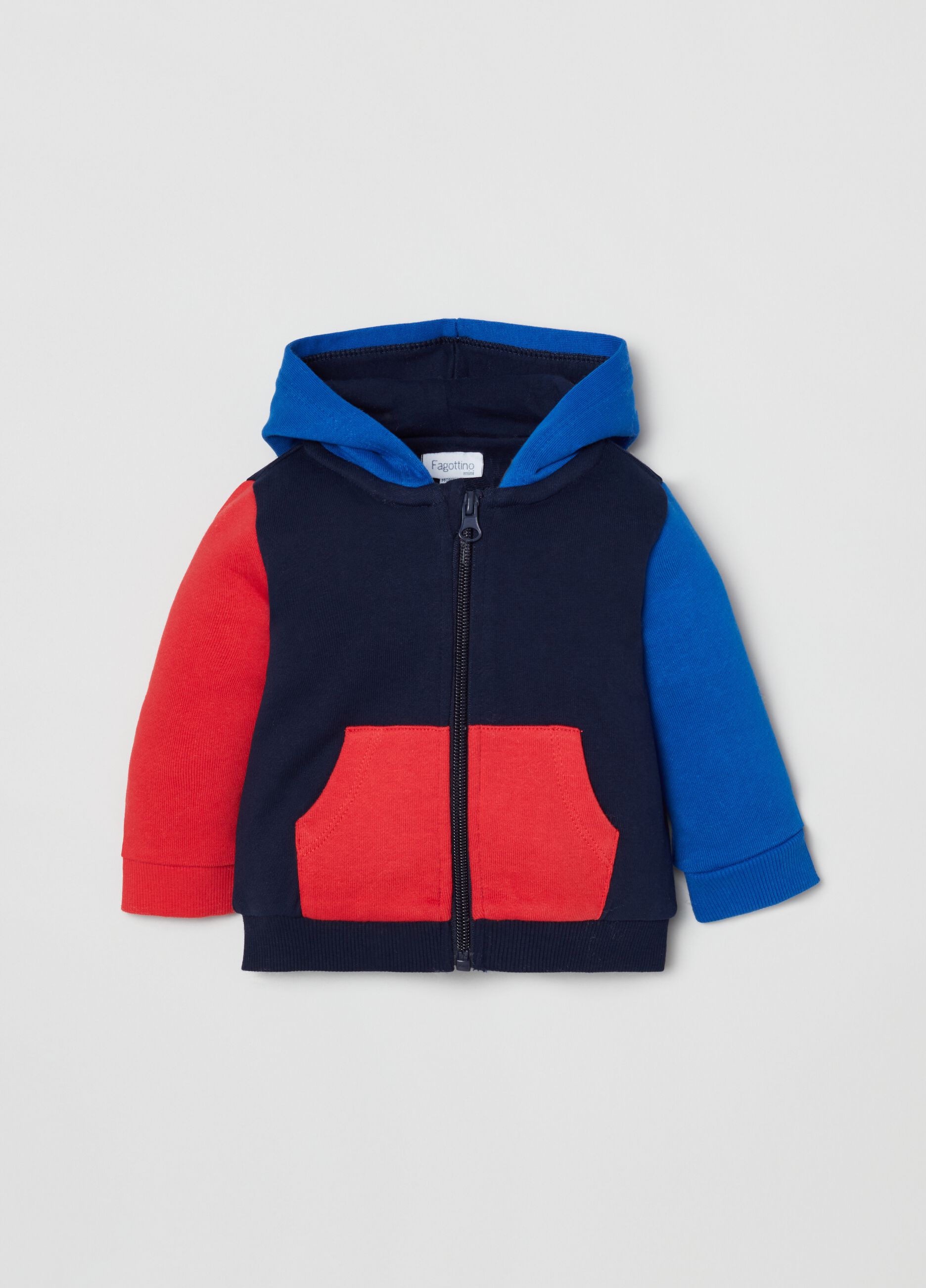 Full-zip sweatshirt with colourblock hood