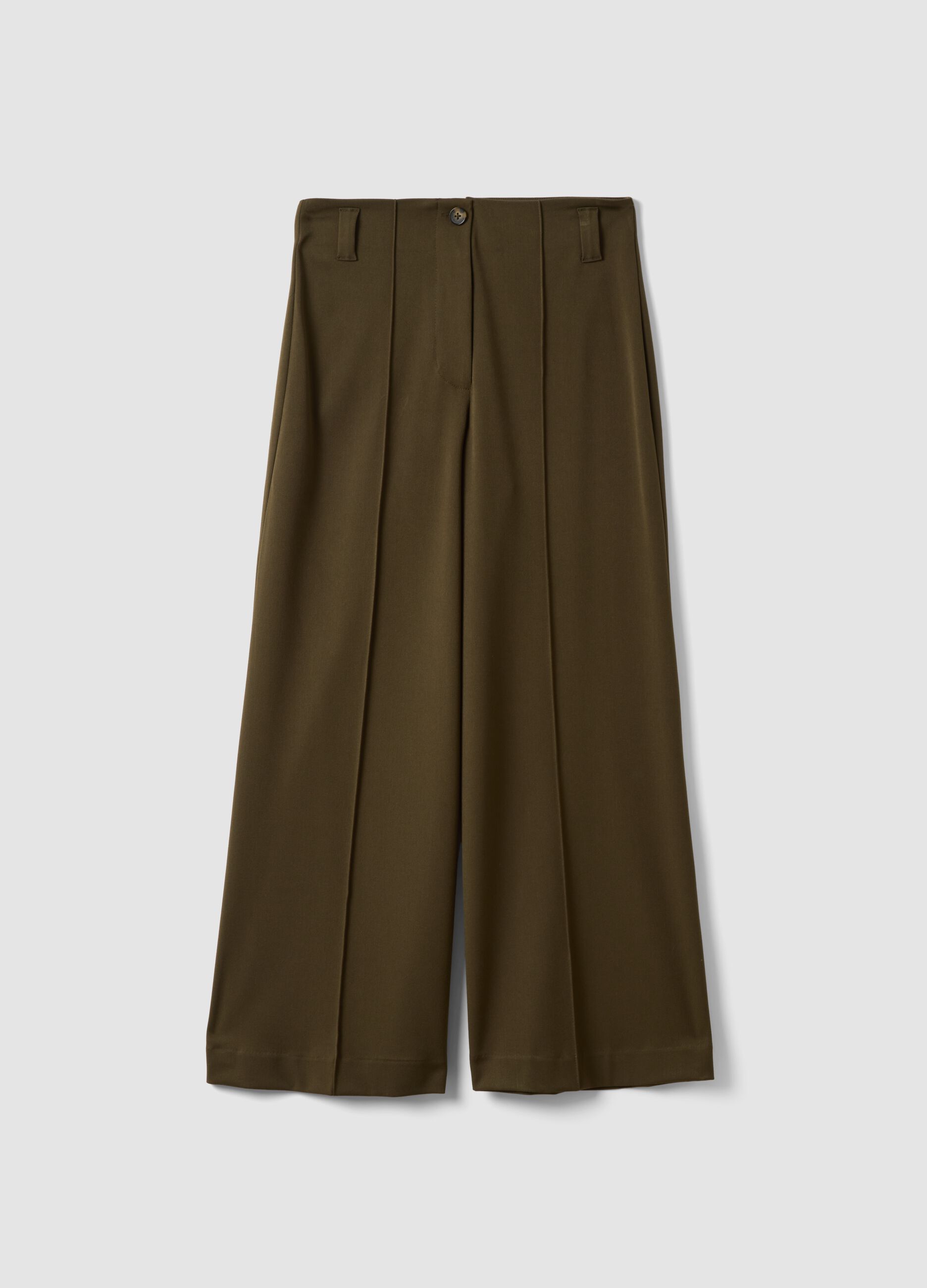Green wide-leg stretch viscose chino trousers