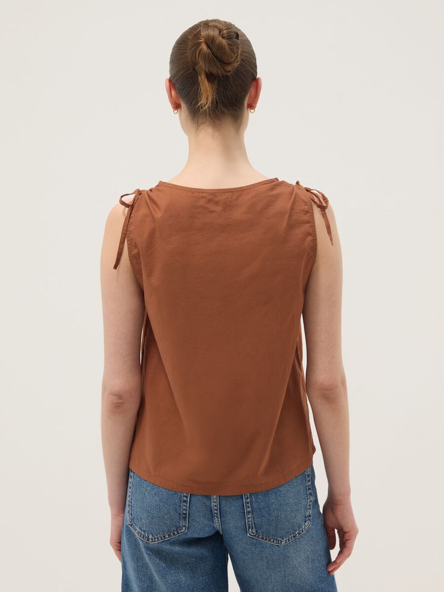 Brown pure cotton blouse with floral print_3