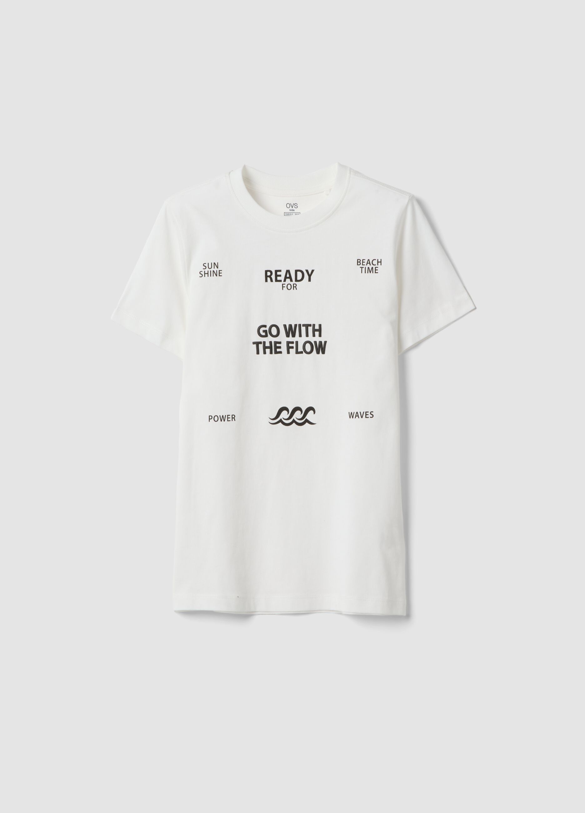 White pure cotton regular-fit boys&rsquo; T-shirt with prints