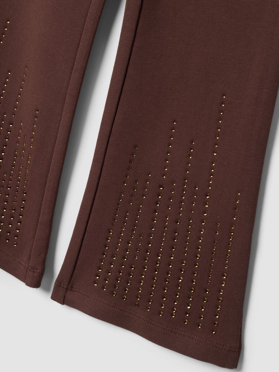 Leggings marroni flare in cotone elasticizzato_2