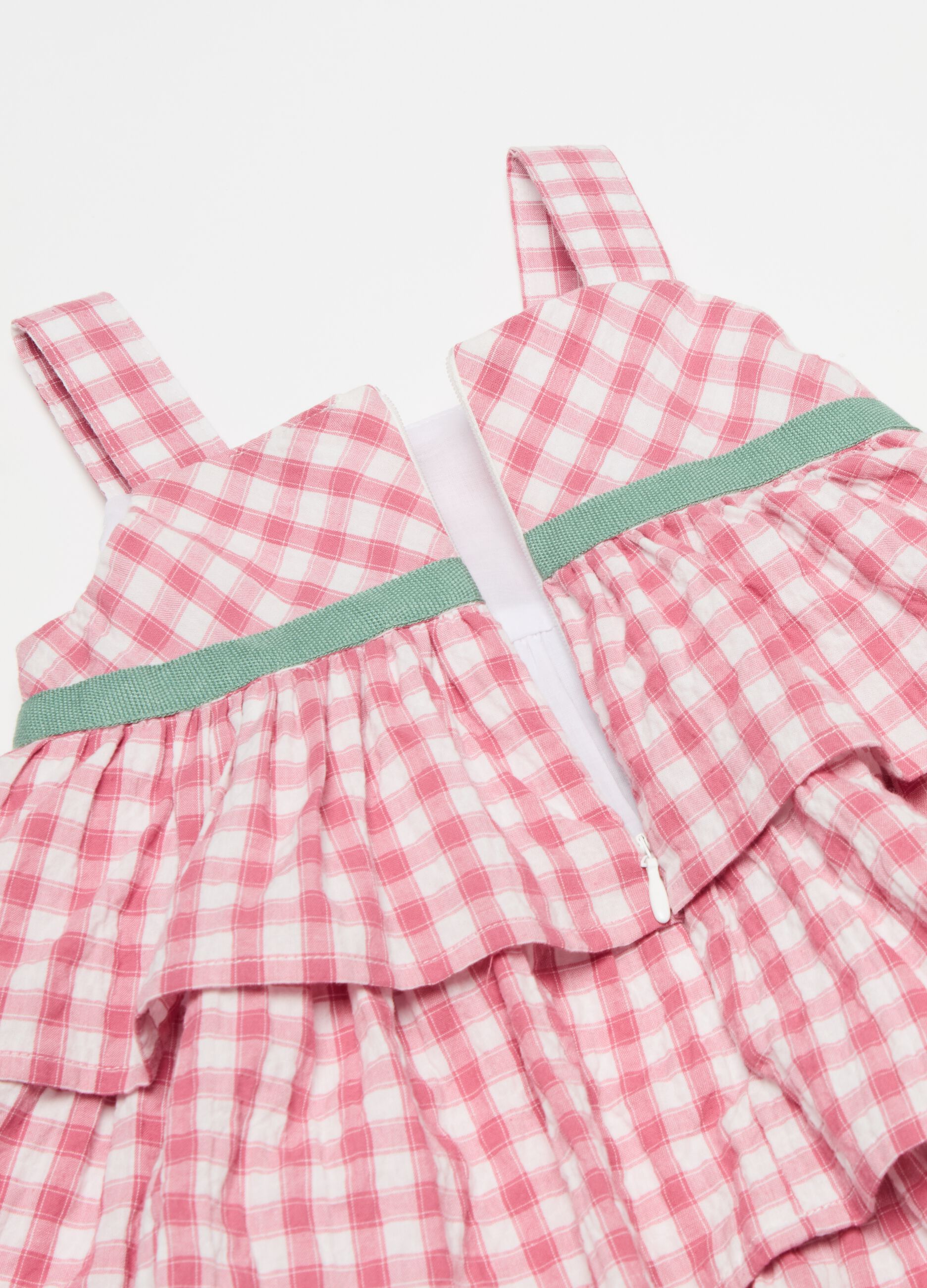 Tiered dress with check pattern
