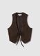Brown string-closure vest without buttons, regular fit_4
