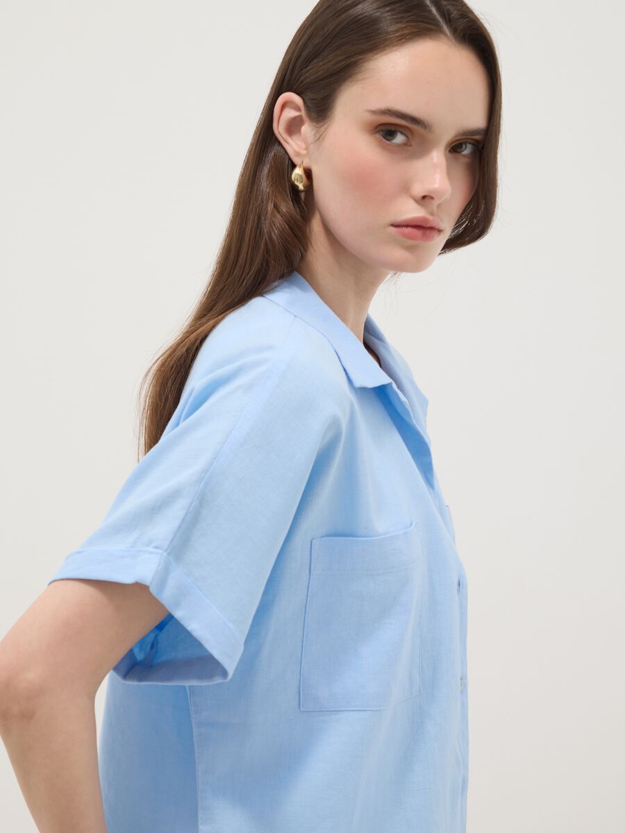 Light blue linen and viscose blend shirt, regular fit_1