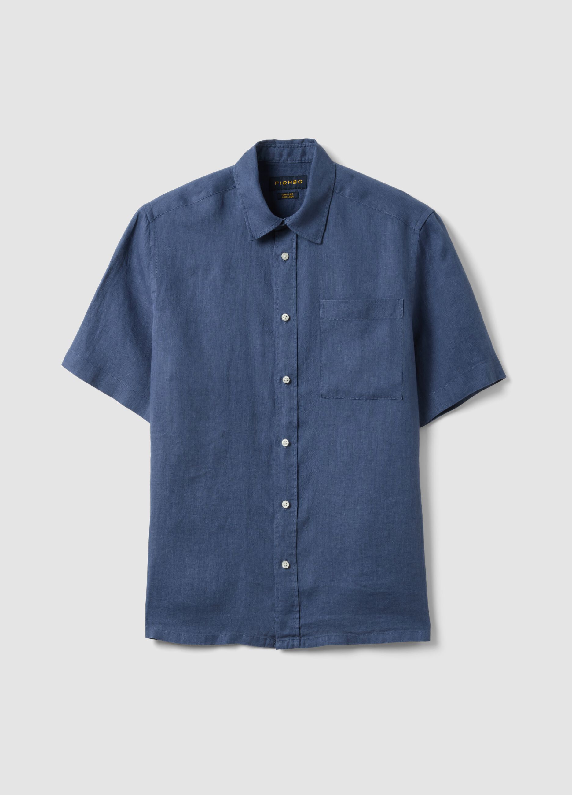 Blue Pure Linen Regular Fit Shirt