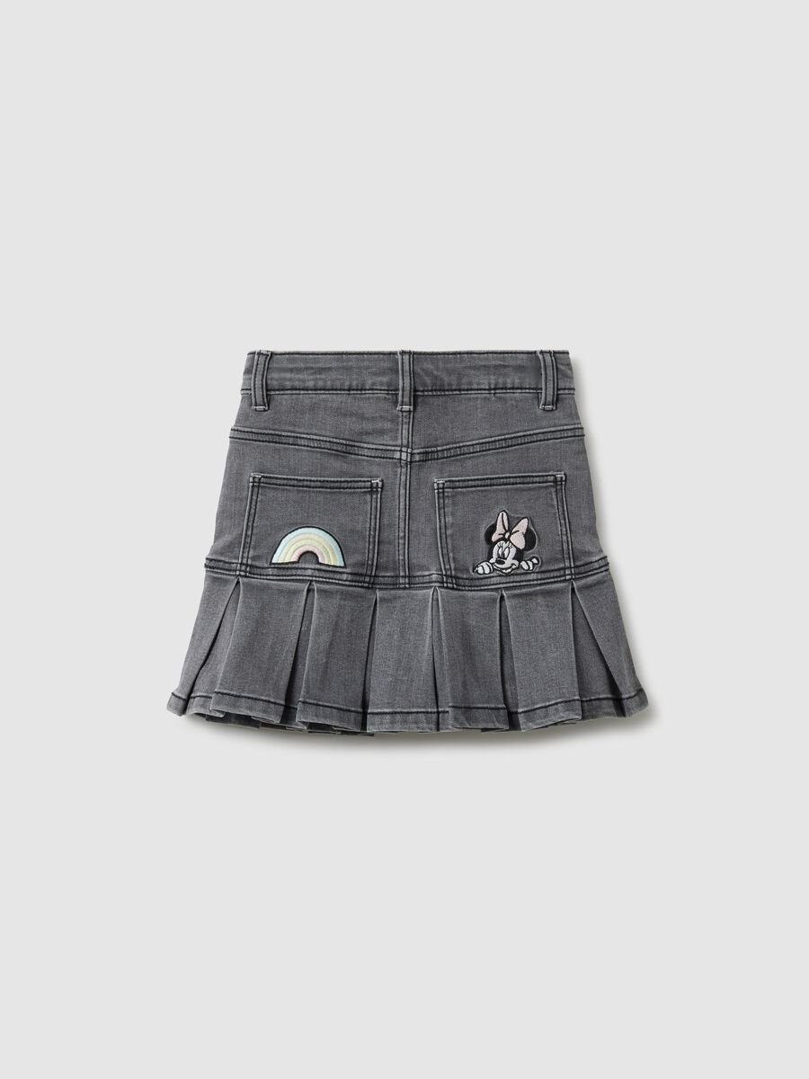 Grey elasticated denim skirt for girls with regular fit_1