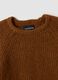 Brauner Regular-Fit Pullover aus gerippter Stretchwolle_5