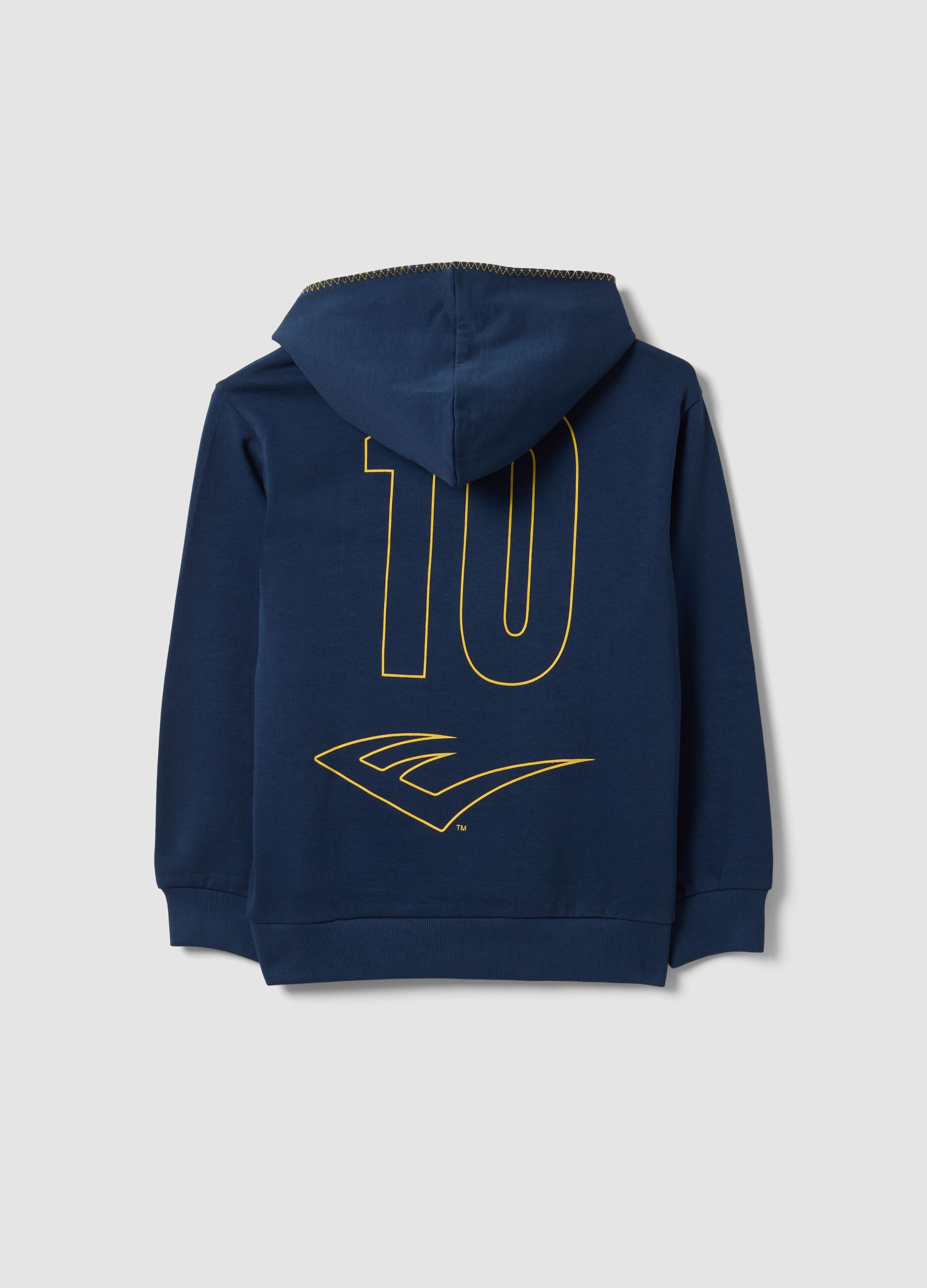 Blue pure cotton hooded sweatshirt, regular fit for boys